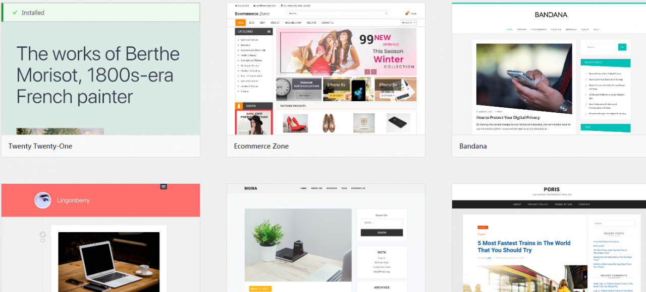 available wordpress themes