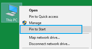 Pin Desktop icon to Windows 10 Start Menu